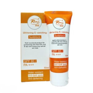 ضد آفتاب بی رنگ سفید کننده و ناپدید کننده لک های تیره ریواج انگلستان SPF60+++ 50ml اورجینال